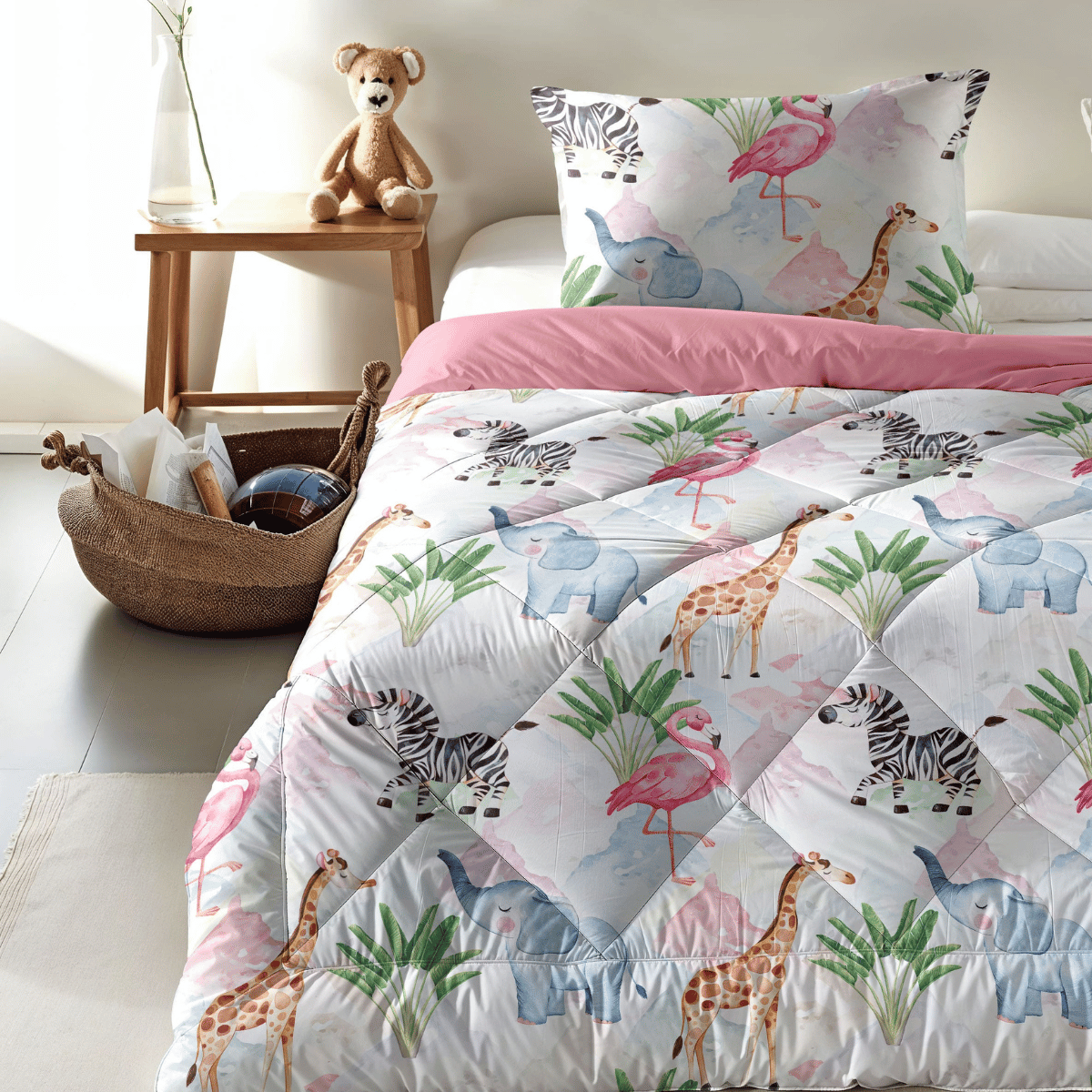 Zelesta Comfort Kinderbettdecke - Bunte Tiere