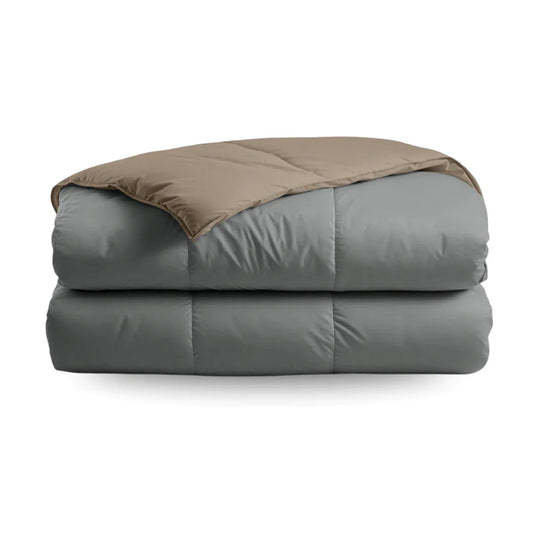 Zelesta Deluxe Duo Sommerbettdecke aus Perkal-Baumwolle – Anthrazit & Taupe
