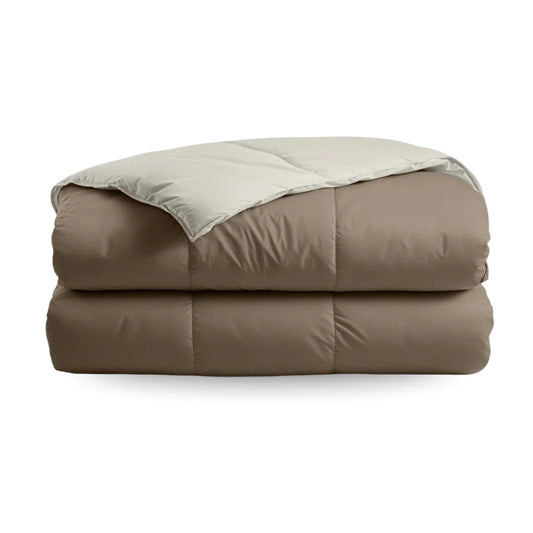 Zelesta Deluxe Duo Percale Baumwoll-Sommerbettdecke – Taupe & Creme