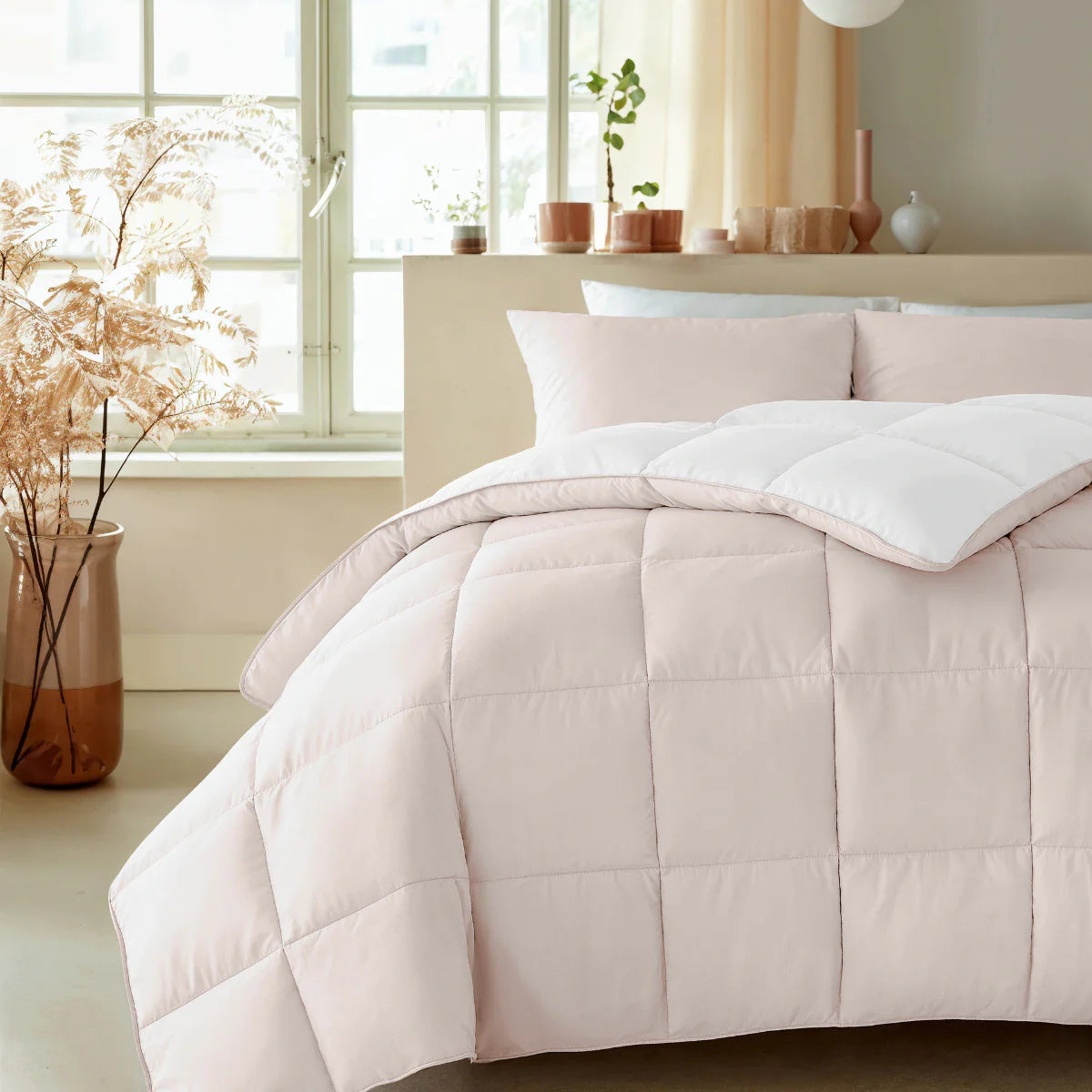 Zelesta Deluxe Duo Percale Baumwoll-Sommerbettdecke – Seide & Creme