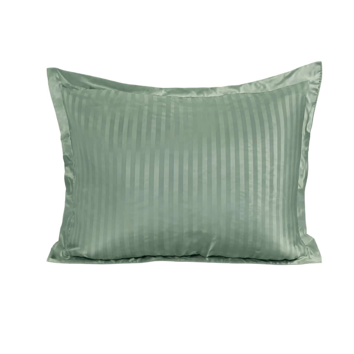 Zelesta Deluxe Hotel Stripe Nahtlose Satin-Baumwolle Kissenbezug-Set, 2 Stück - Grün