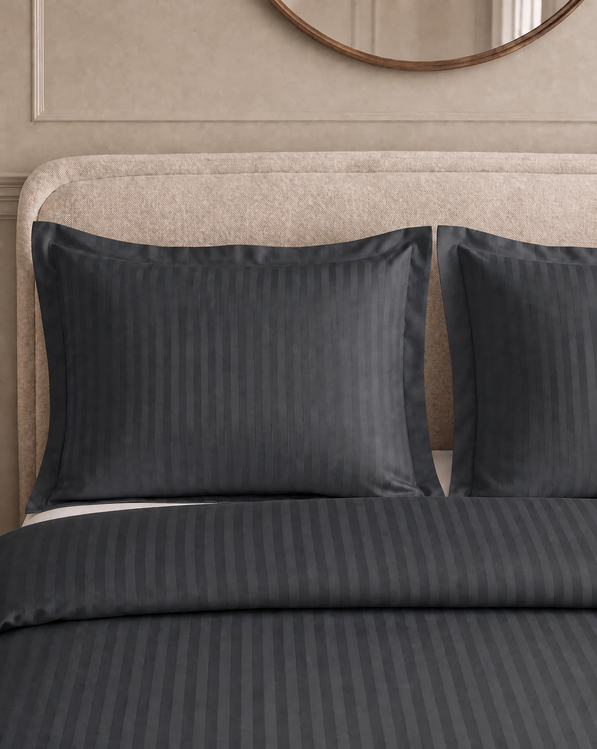 Zelesta Deluxe Hotel Stripe Nahtlose Satin-Baumwolle Bettdecke - Anthrazit