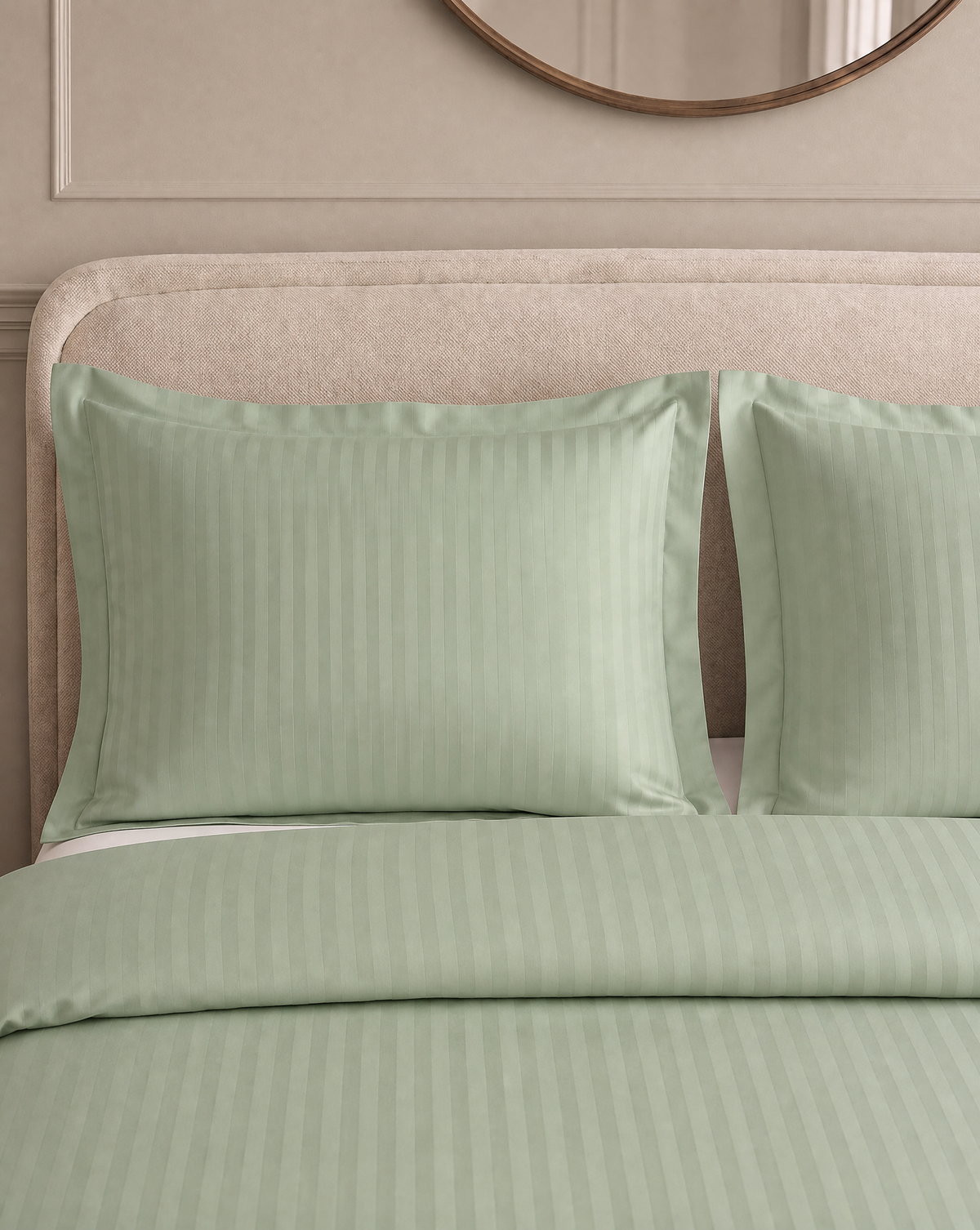 Zelesta Deluxe Hotel Stripe Nahtlose Satin-Baumwolle Bettdecke - Grün