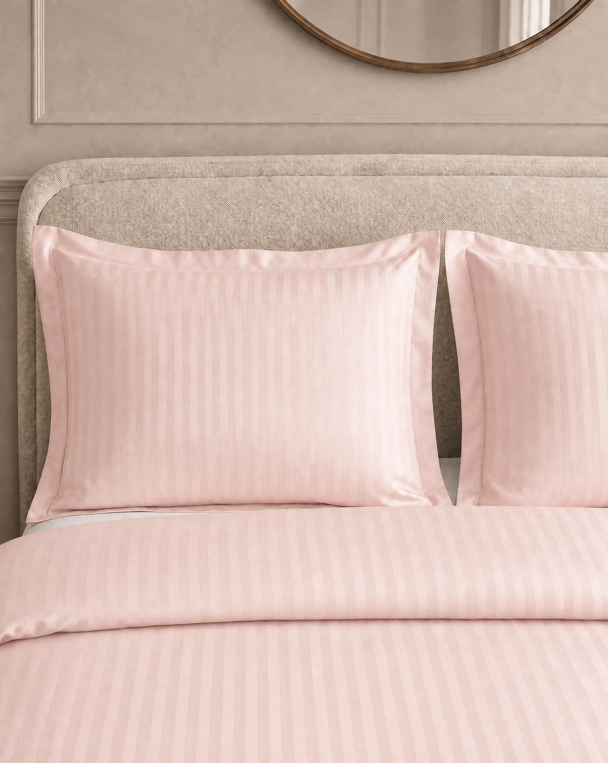 Zelesta Deluxe Hotel Stripe Nahtlose Satin-Baumwolle Kissenbezug-Set, 2 Stück - Rosa