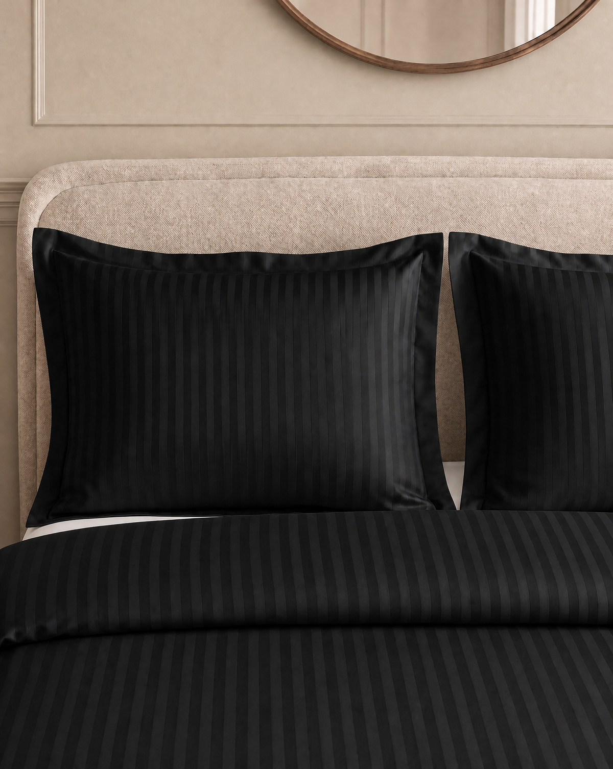 Zelesta Deluxe Hotel Stripe Nahtlose Satin-Baumwolle Bettdecke - Schwarz
