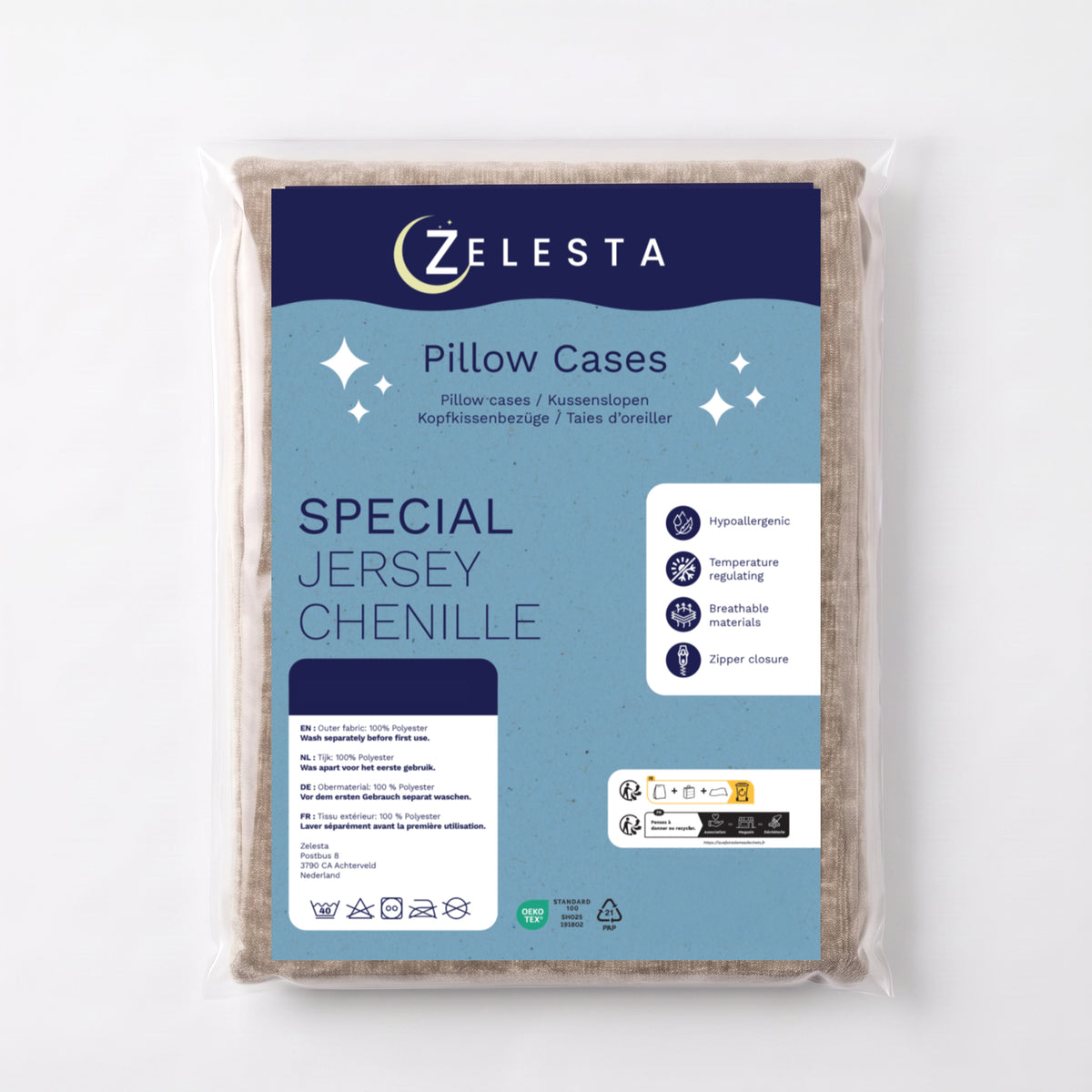 Zelesta Special Jersey Chenille Kissenbezug-Set, 2 Stück - Warmes Grau