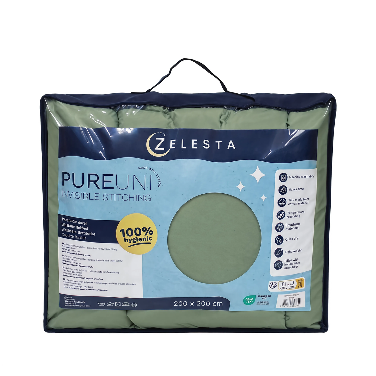 Zelesta Pure Uni Seamless Cotton Duvet - Loden Green