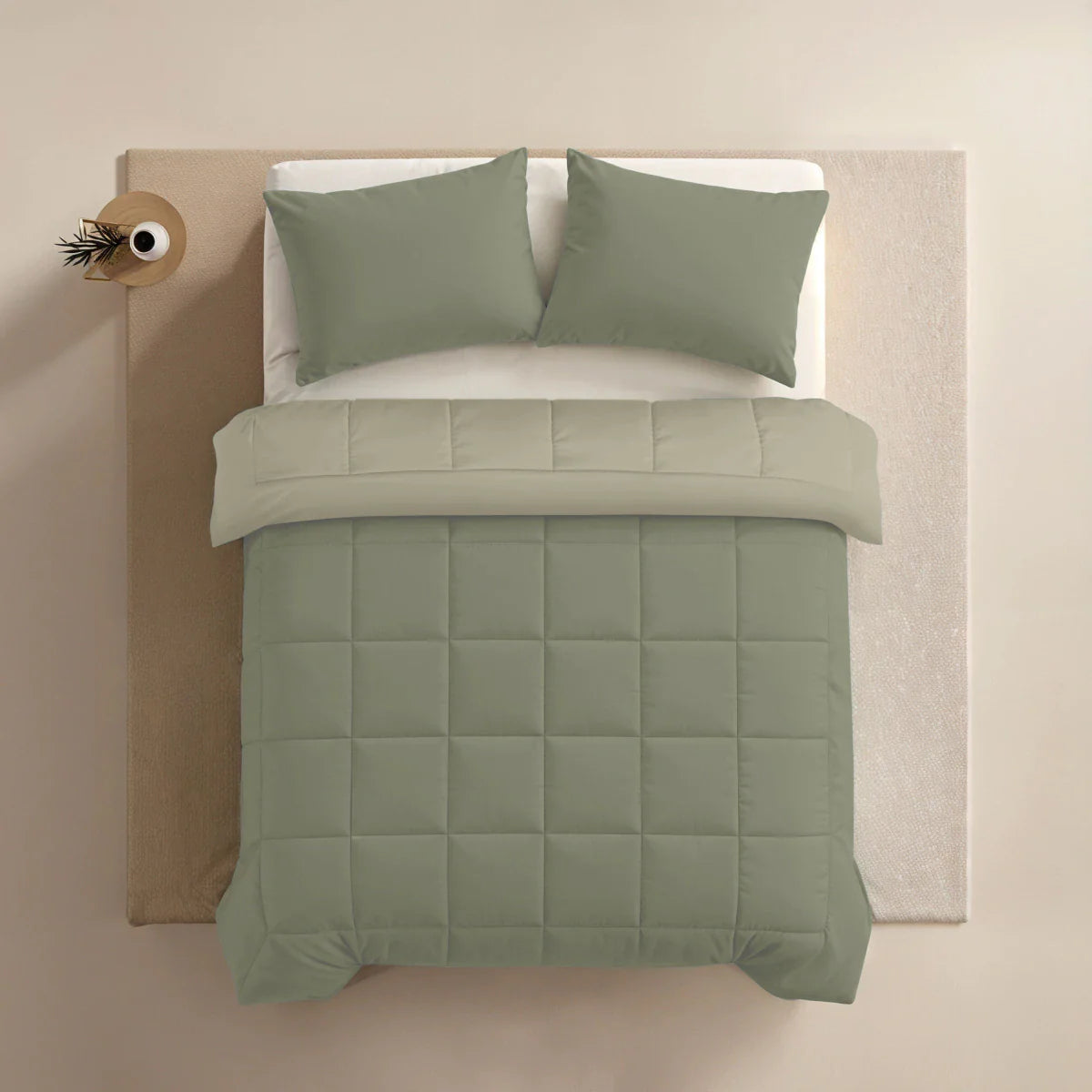 Zelesta Pure Duo Cotton Summer Duvet - Grey-Green & Soft Grey-Green