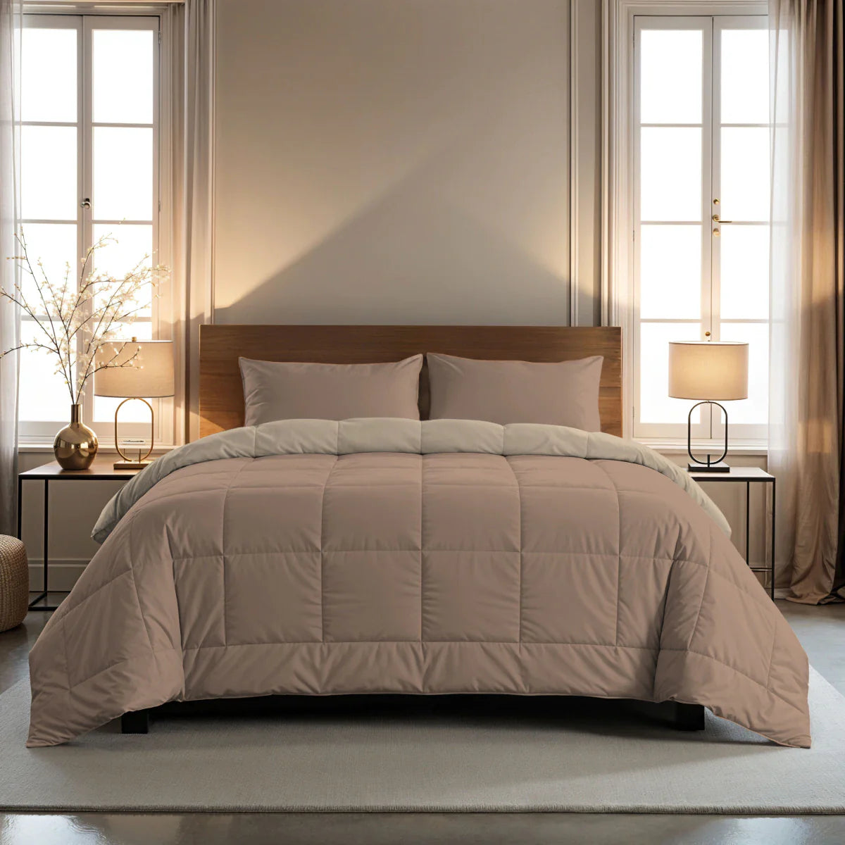 Zelesta Pure Duo Baumwoll-Sommerbettdecke – Rosabraun & Betonbraun