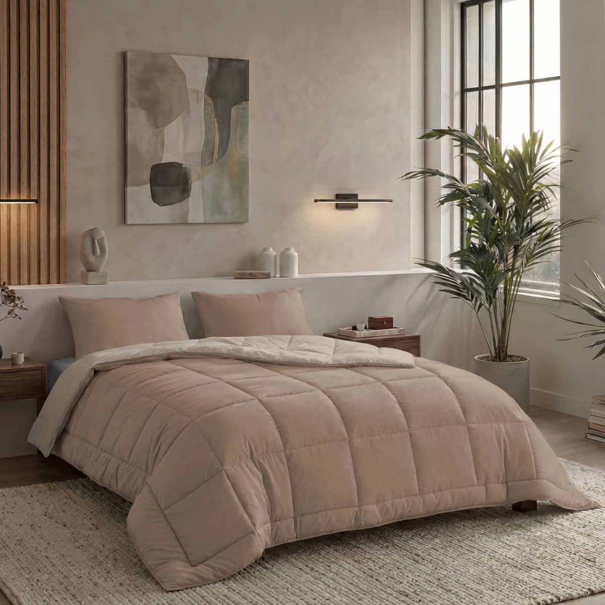 Zelesta Pure Duo Baumwoll-Sommerbettdecke – Rosabraun & Betonbraun