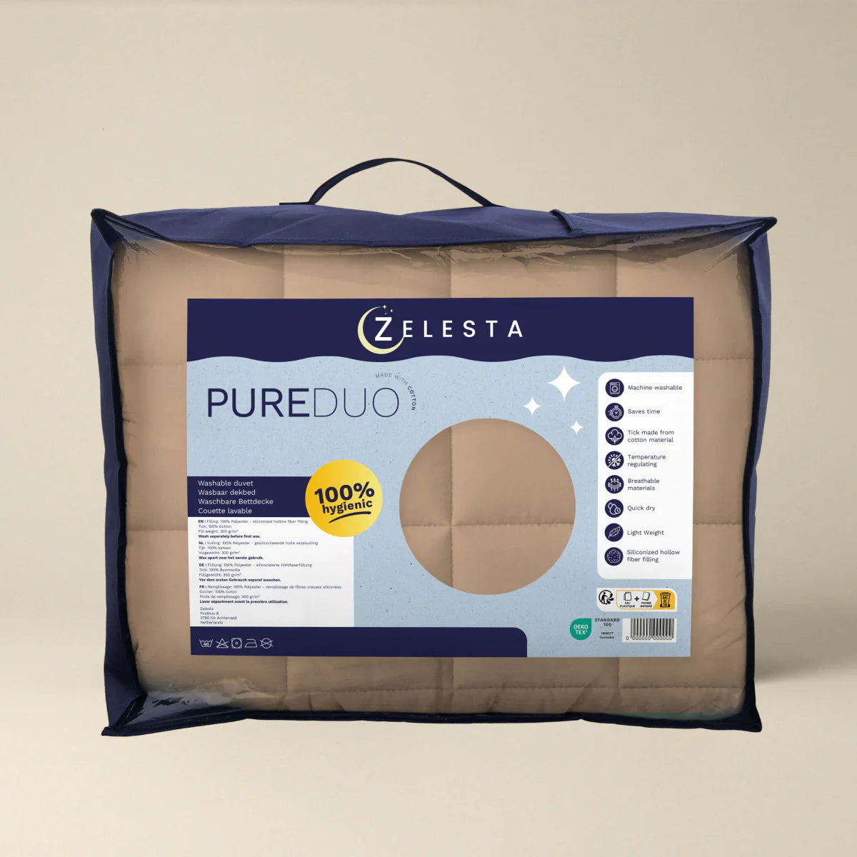 Zelesta Pure Duo Baumwoll-Sommerbettdecke – Rosabraun & Betonbraun