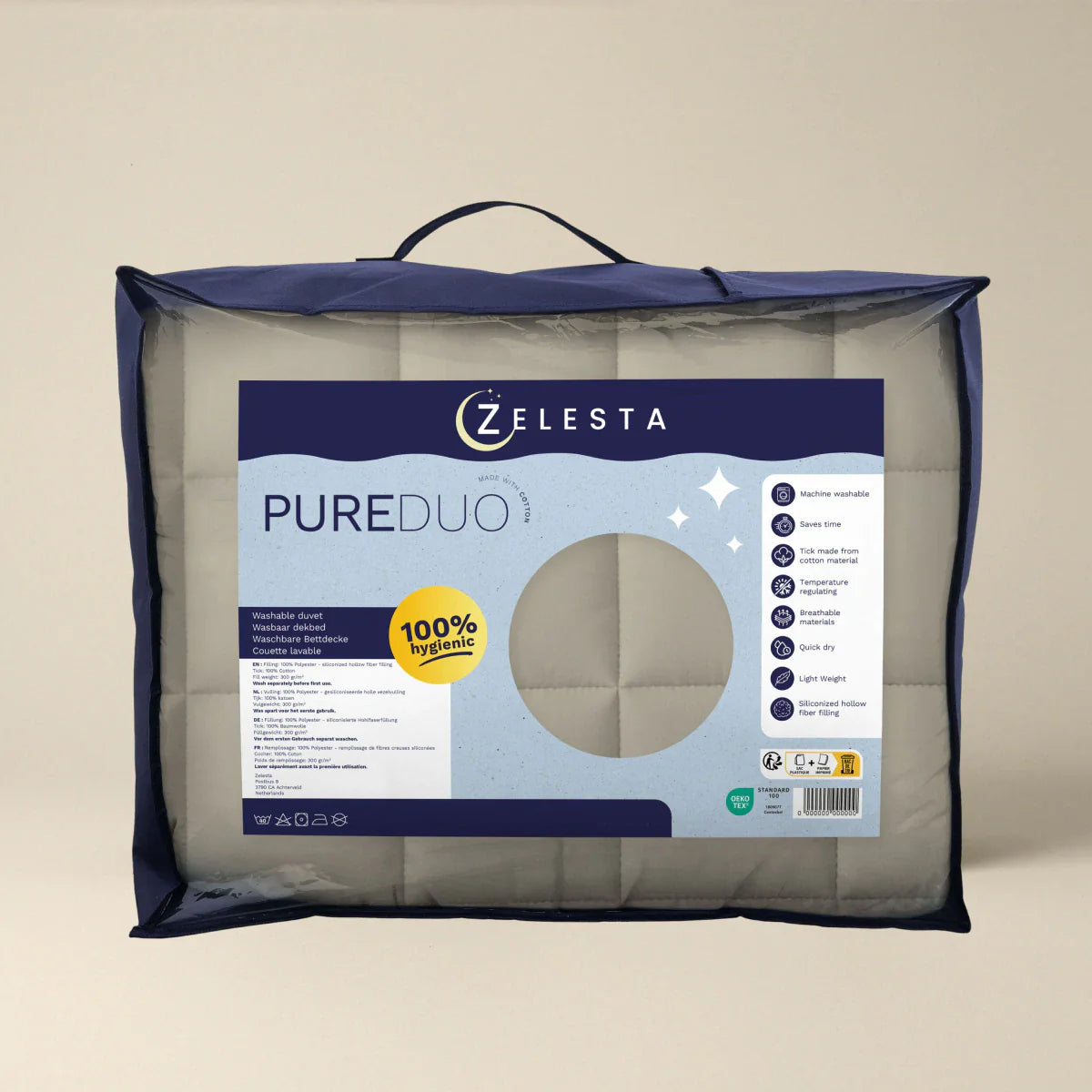 Zelesta Pure Duo Baumwollbettdecke - Warmes Grau & Cremeweiß
