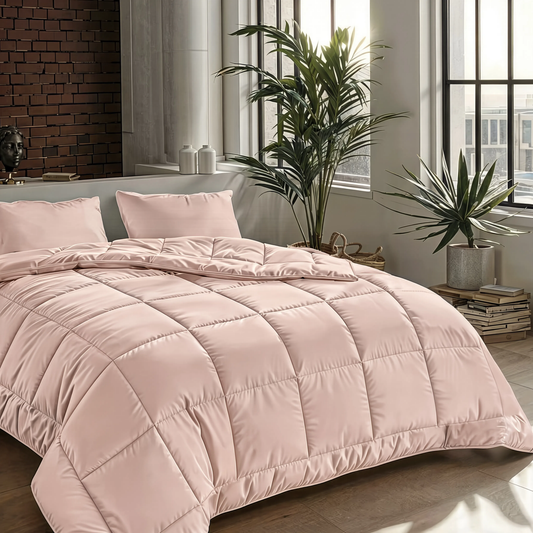 Zelesta Pure Uni 4-Jahreszeiten Baumwollbettdecke – Rosa