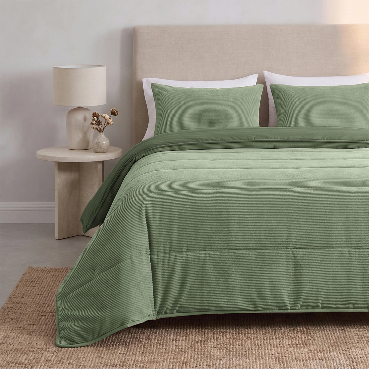 Zelesta Special Corduroy Percale Cotton Duvet - Forest Green