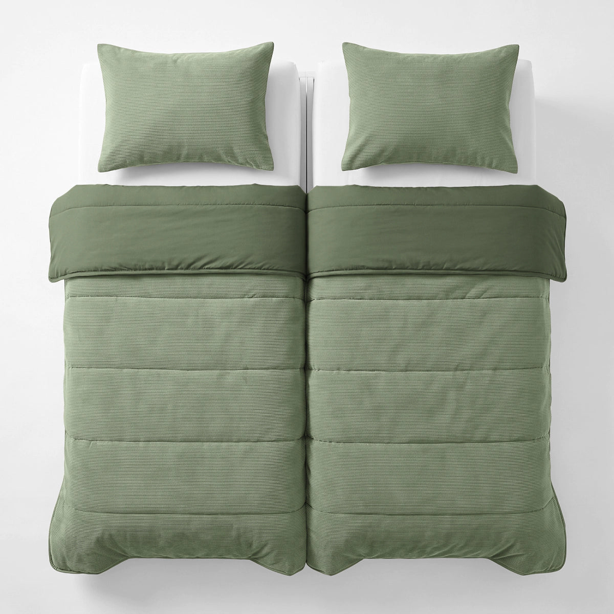 Zelesta Special Corduroy Percale Cotton Pillowcase Set Of 2 - Forest Green