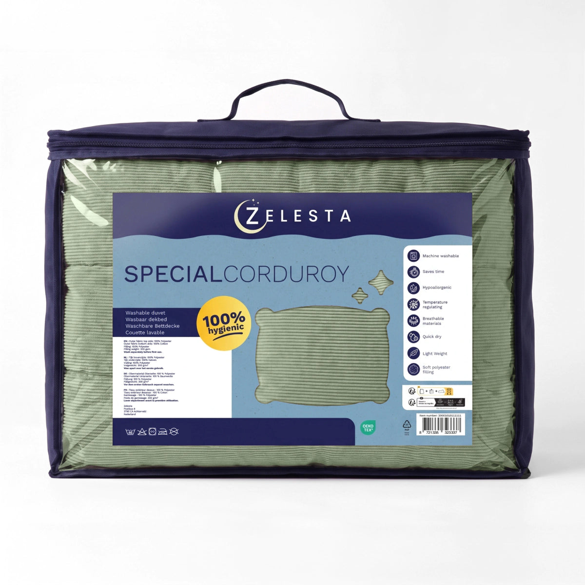 Zelesta Special Corduroy Percale Cotton Duvet - Forest Green