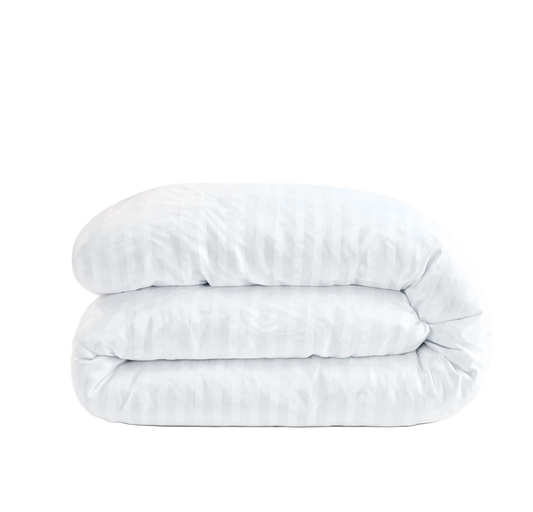 Zelesta Deluxe Hotel Stripe Nahtlose Satin-Baumwolle Bettdecke - Weiß
