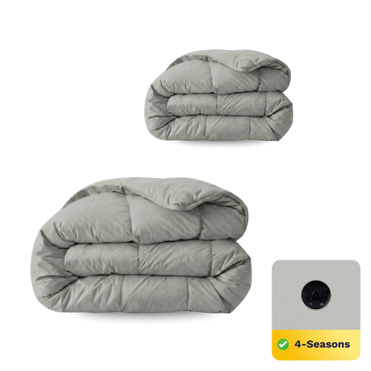 Zelesta Pure Uni Cotton 4-Jahreszeiten-Steppdecke – Morgen Grau