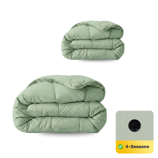 Zelesta Pure Uni Cotton 4-Jahreszeiten-Steppdecke – Naturgrün