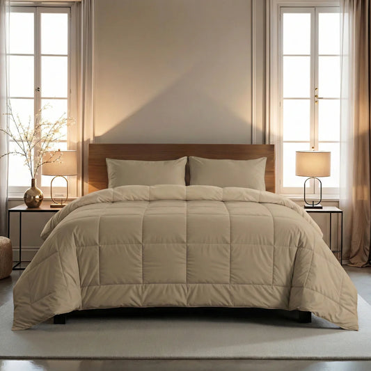 Zelesta Pure Uni Cotton 4-Jahreszeiten-Steppdecke – Taupe Blush