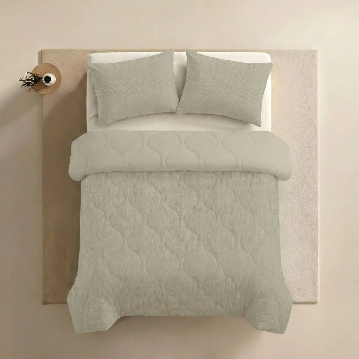 Zelesta Special Seersucker Kissenbezug-Set, 2 Stück – Mandelmilch Beige