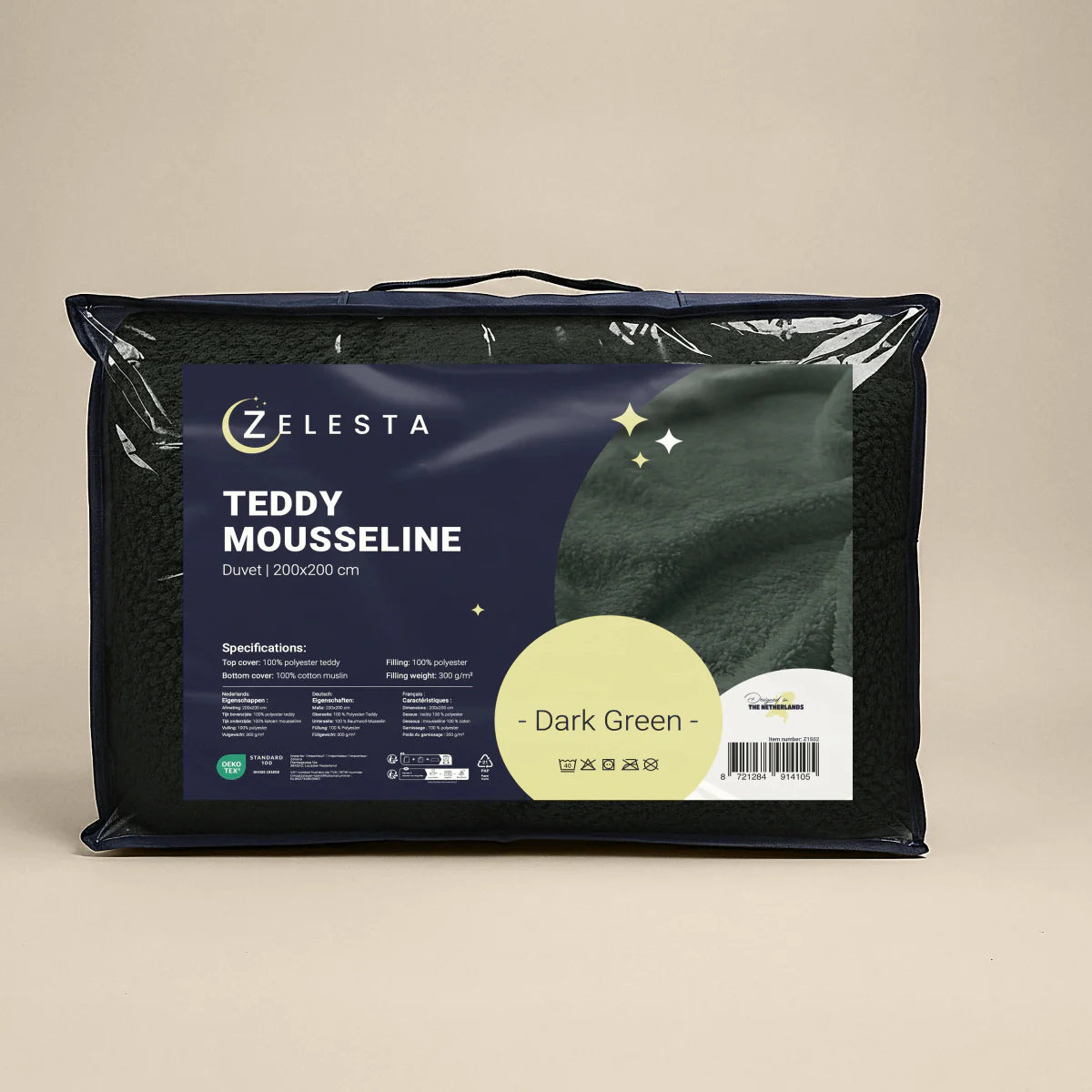 Zelesta Special Teddy Baumwoll-Musselin-Bettdecke – Grün