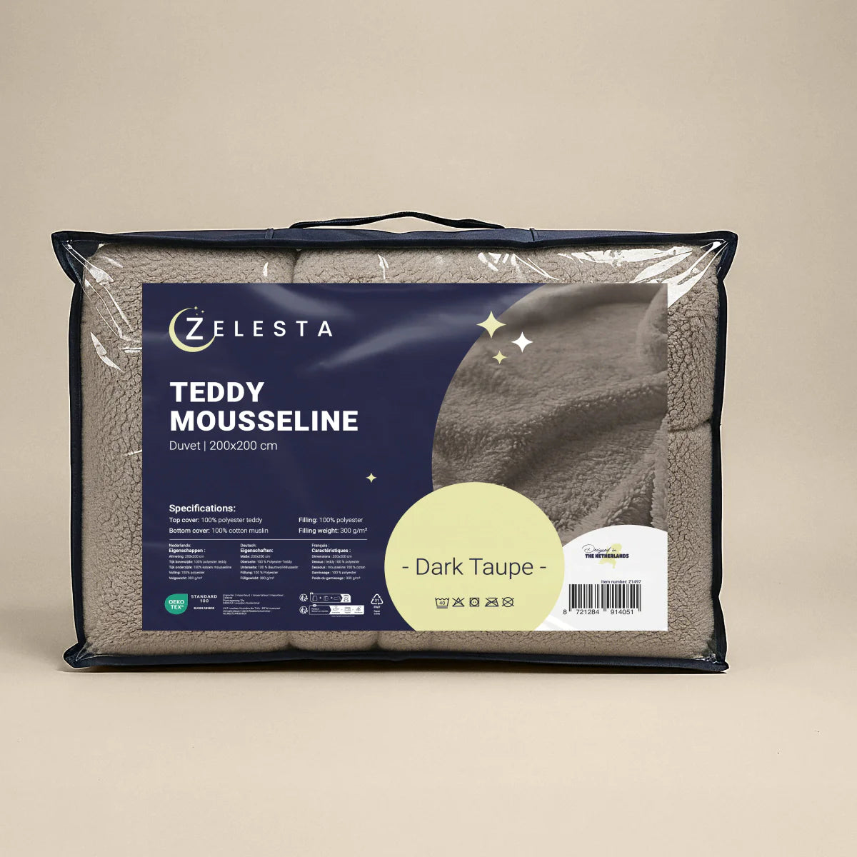 Zelesta Special Teddy Baumwoll-Musselin-Bettdecke – Taupe