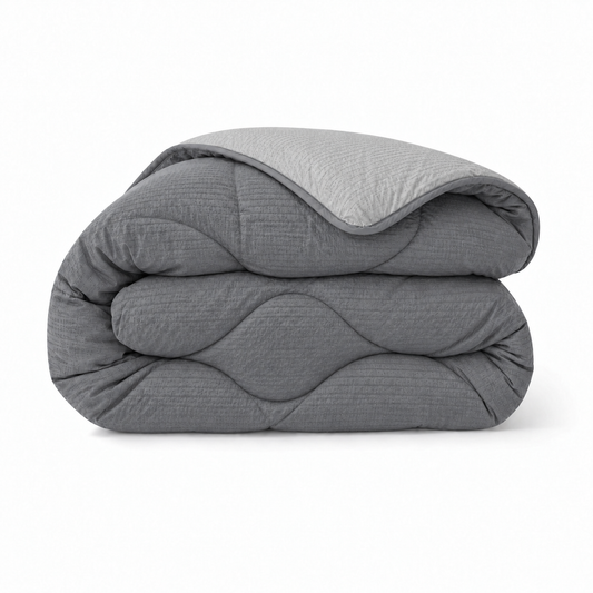 Zelesta Comfort Structure Seersucker Bettdecke - Grau & Hellgrau