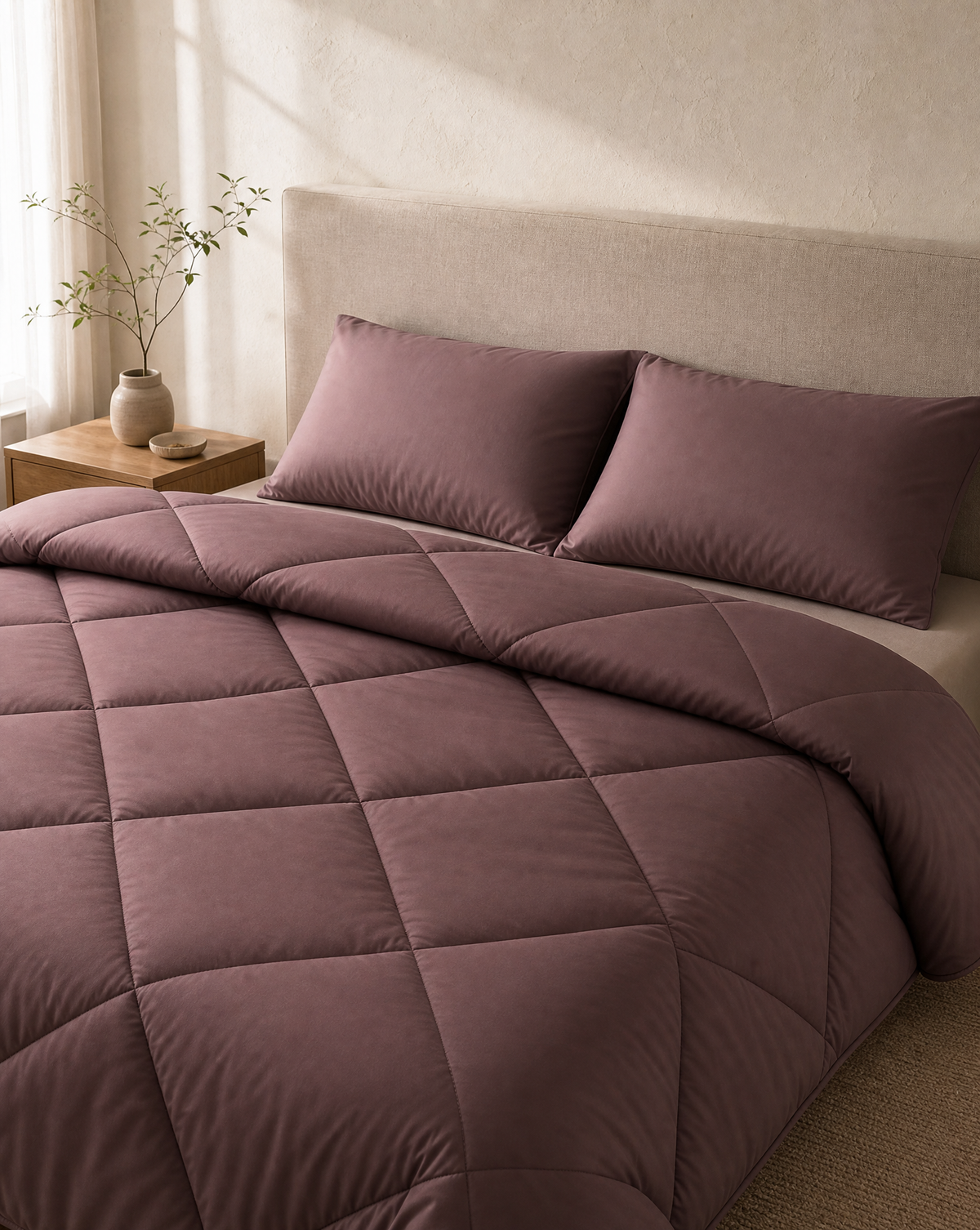 Zelesta Comfort Uni Diamond Kissenbezüge Set mit 2 Stück - Bordeaux